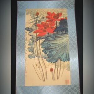 Vibrant Red and Blue Floral Art & Decals Wall Decor